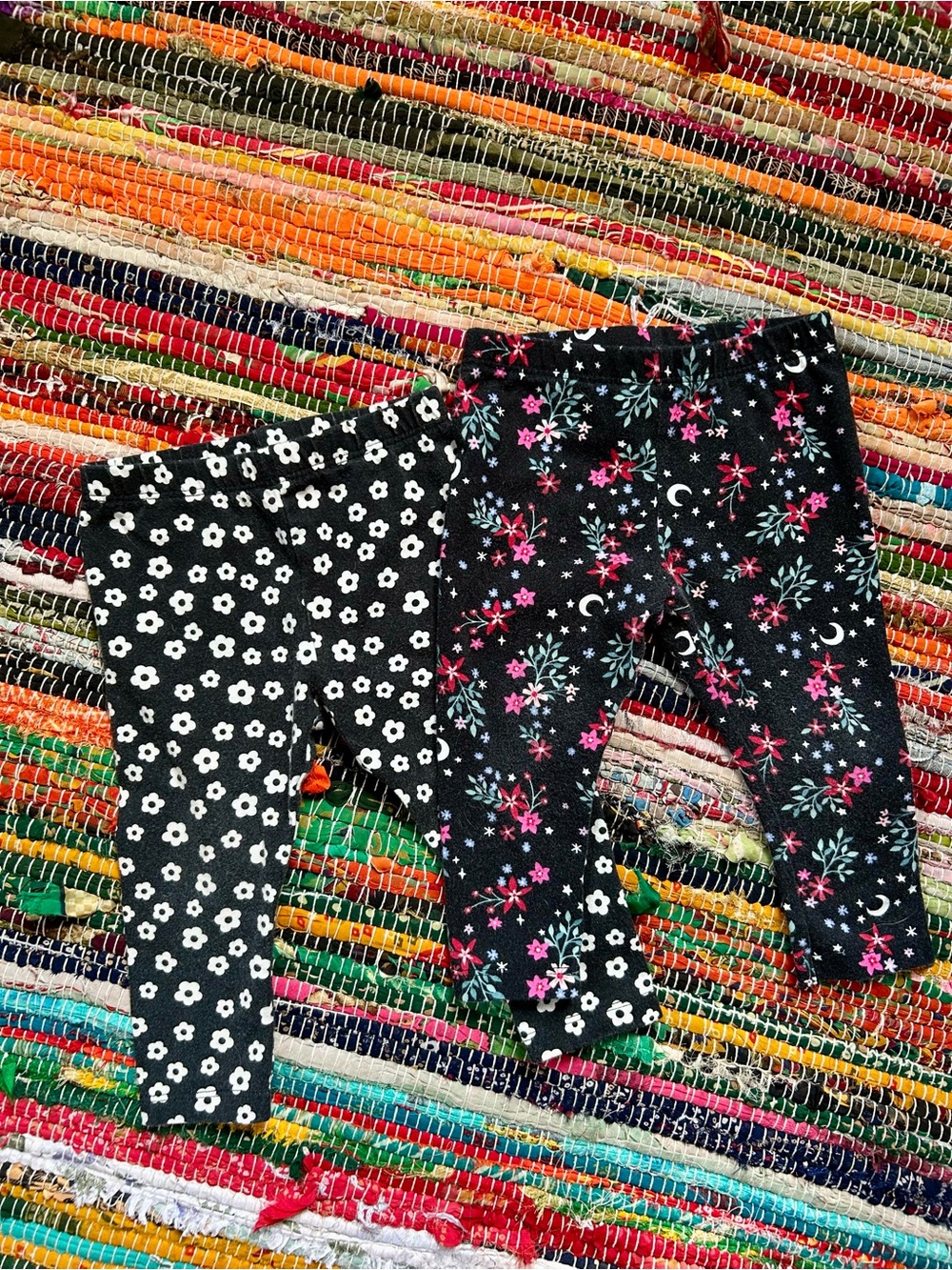 Jumping Beans Toddler Black Floral Leggings Set 12 MOS